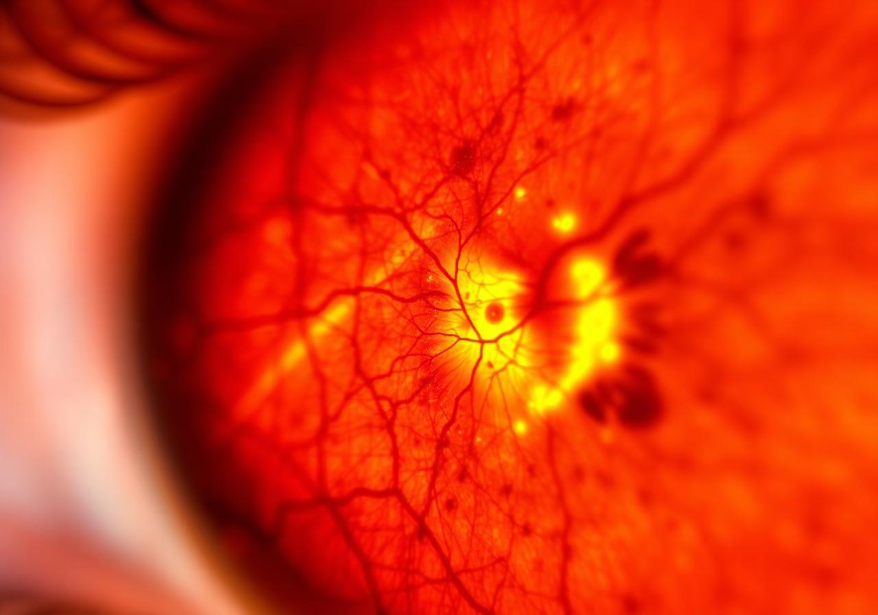 Imagem de retinografia mostrando vasos da retina